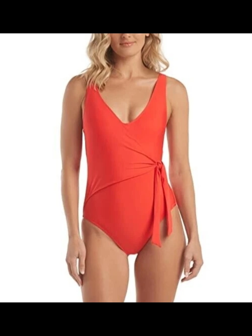 Helen Jon V-Neck One-Piece Swimsuit in Vibrant Red